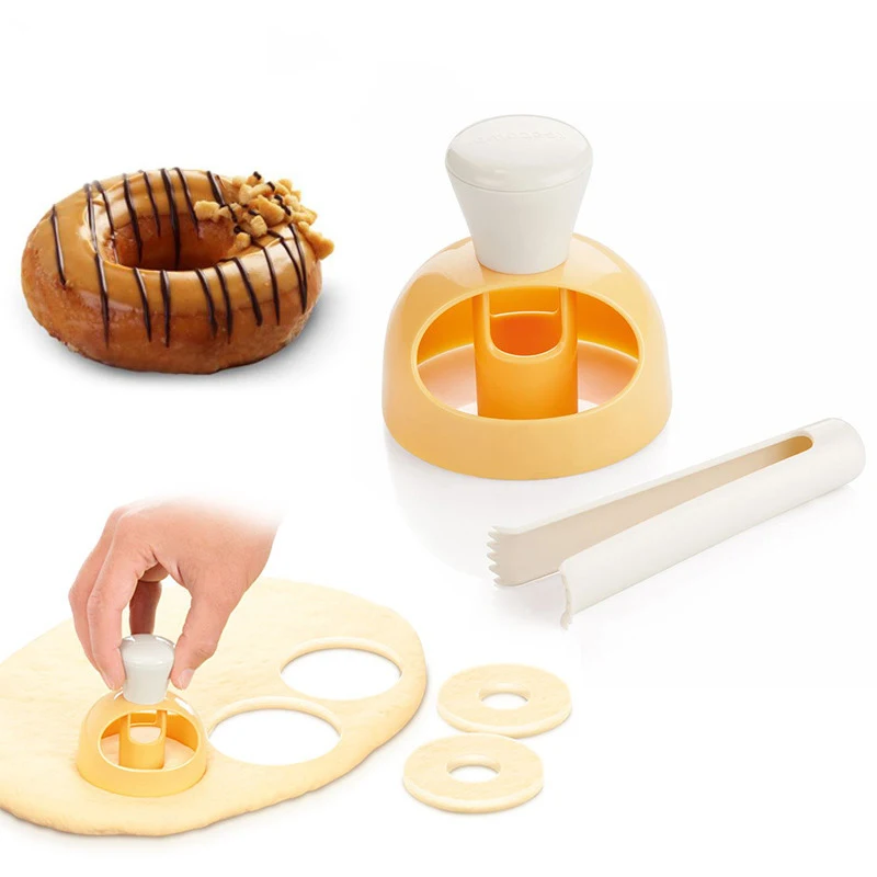 

1pc Donut Chocolate Mold with Dipping Tongs Pastry Bread Cake Mold Non-Stick Baking DIY Bake Tray Doughnut Dessert Making Tools