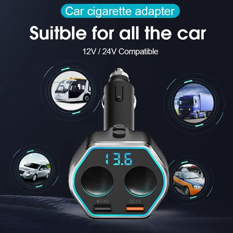 QC 3 0 розетка для автомобильного прикуривателя адаптер питания с двумя USB портами