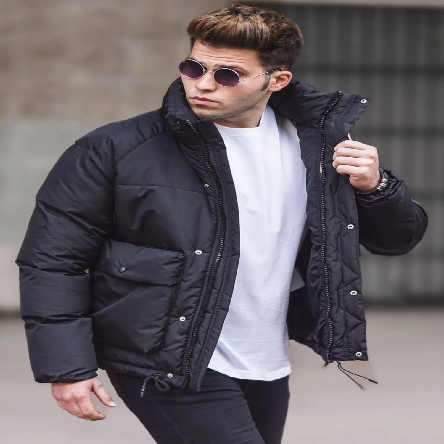 Male 2021 Inflatable Coat Pocket Detail new autumn winter jackets Parka men warm outerwear casual slim male overcoat