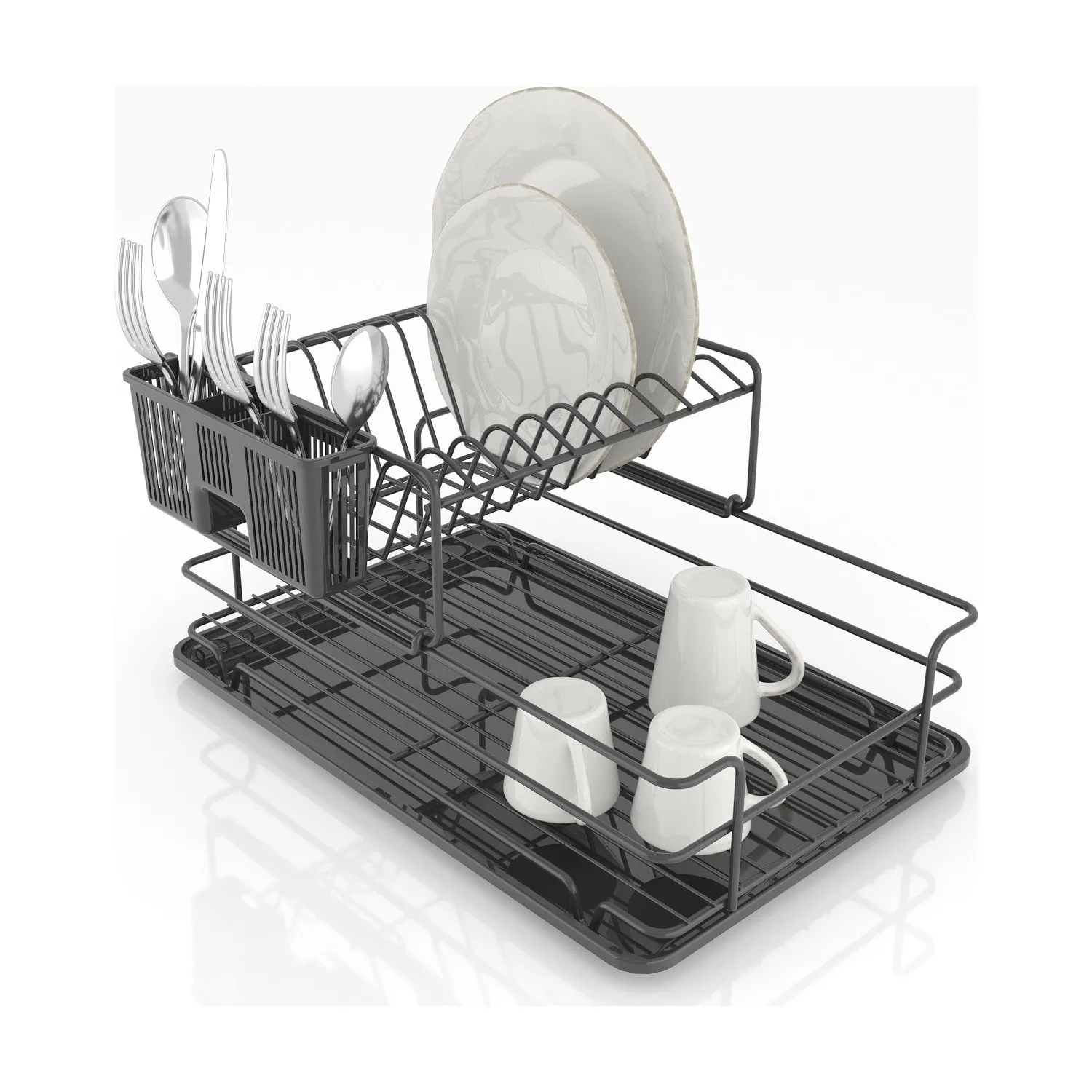 

2 layers organizer matte black kitchen decoration arrangement no punching
