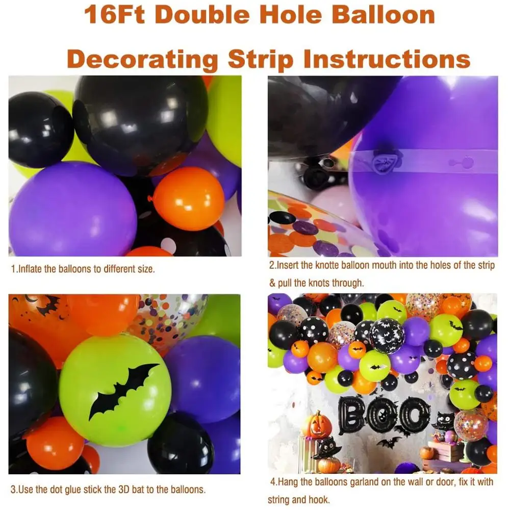 

94Pcs Halloween Balloons Kits Latex Balloons Party Decor Party Supplies Without Balloon Frame
