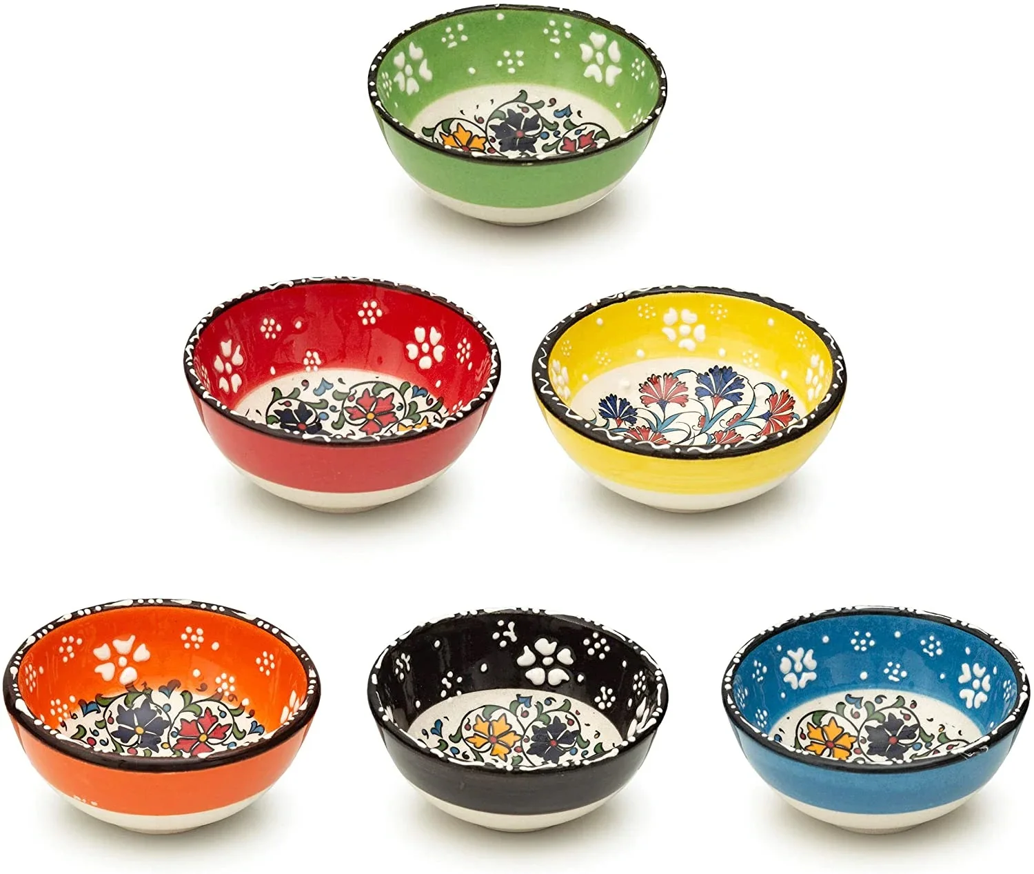 

Bascuda Small Decorative Ceramic Bowls Set of 6, Ottoman Style 8cm High Quality Durable Spanish Ceramics