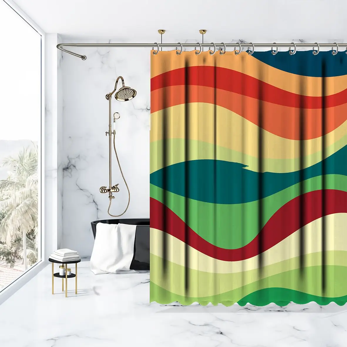 Занавески для душа Красочные абстрактные волнистые узоры природа вдохновленные