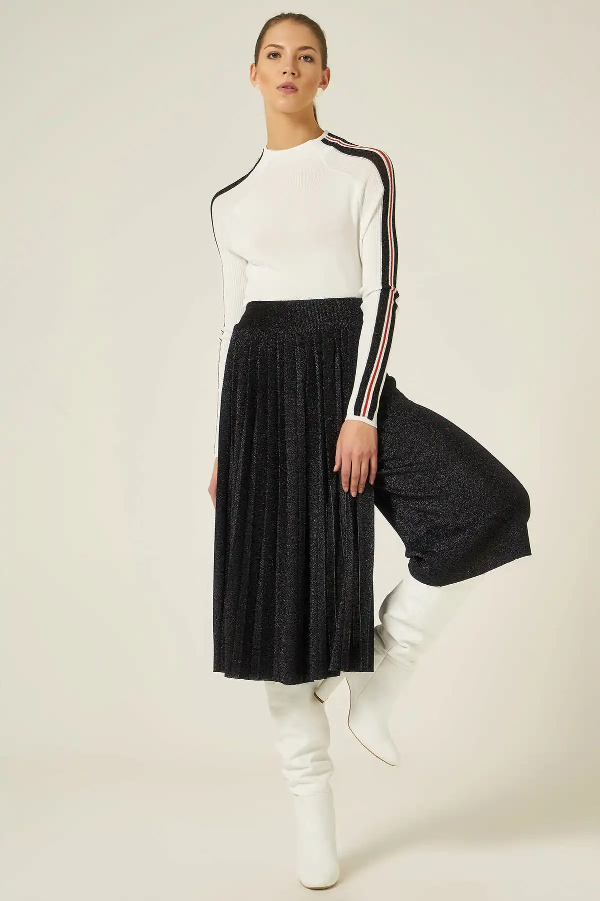 Joinus/трикотажные брюки для девочек с эластичной резинкой на талии юбка люрексом со складками Цвет