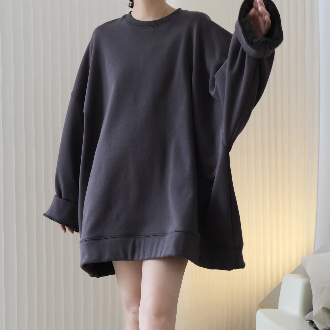 Новый женский объёмный мягкий оверсайз свитшот из мягкого хлопка - купить по