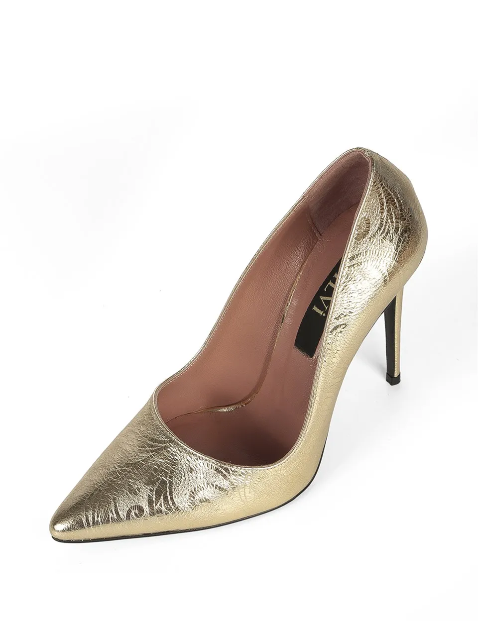

ILVi-Genuine Leather Handmade Keyt Women's Stiletto Golden Print Leather Women Shoes 2020 Spring Summer (Made in Turkey)