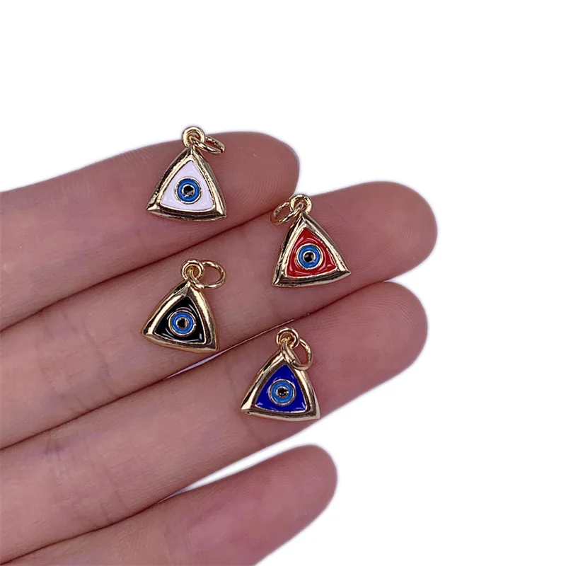 

5pcs Brass Metal Triangle Eyes Pendants Charms 10x12mm For Making Bracelet Necklace DIY Jewelry