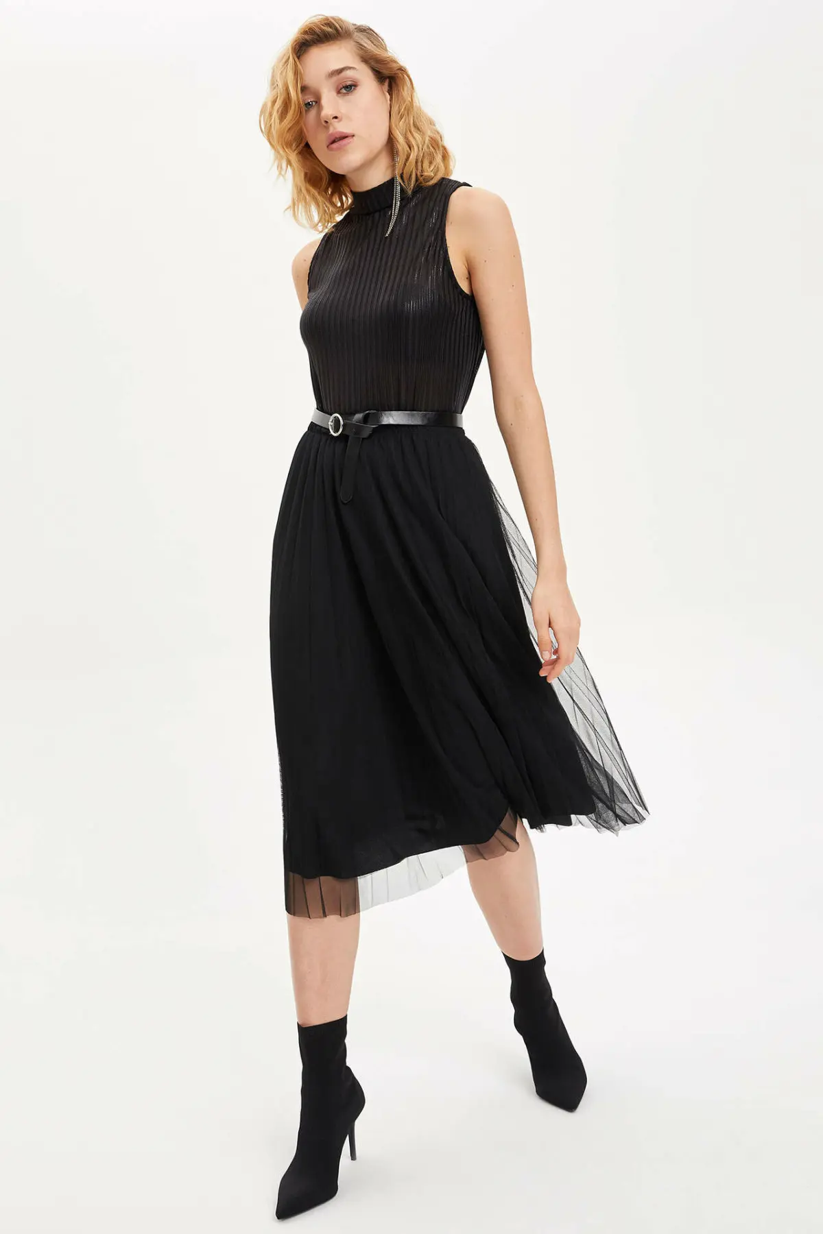 Дефакто женские зимние однотонные трапециевидные длинные юбки повседневные