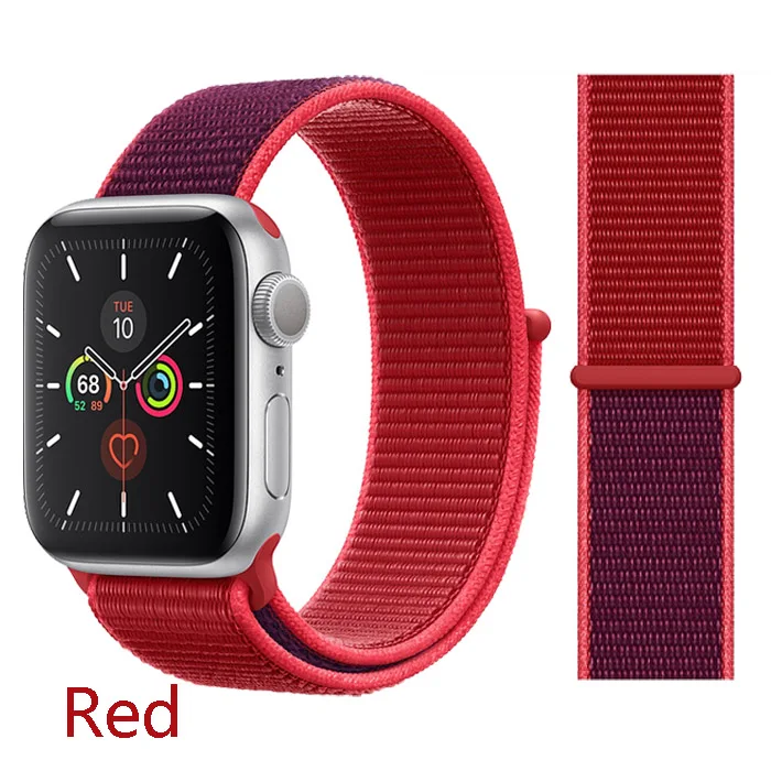 Official red Ремешок для apple watch band 44 мм correa apple watch 5 4 band 3 2 iwatch band 42 мм 38 мм 40 мм спортивный нейлоновый браслет - Цвет ремешка: Official red