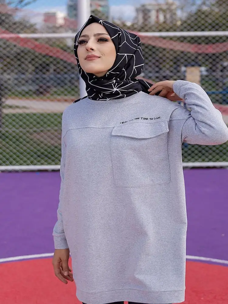 

Hooded Sweatshirt Oversize Sportswear Tracksuit Tops Islamic Clothing Women Modest Hijab Muslim Fashion 2021 Autumn Winter