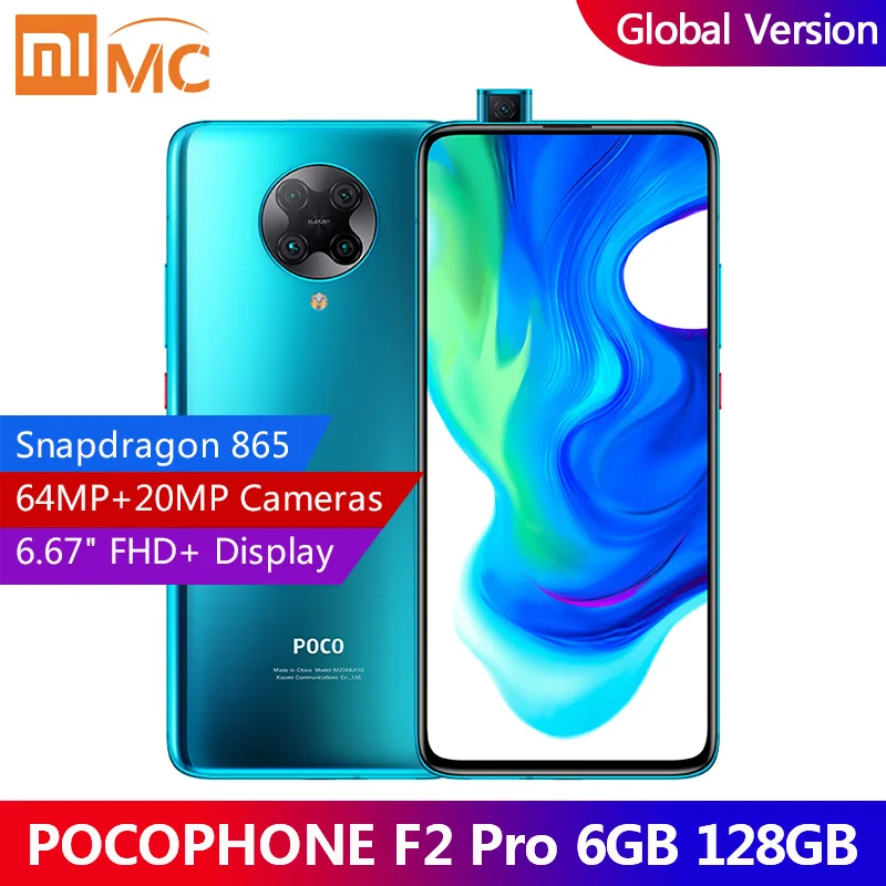 Оригинальный мобильный телефон Xiaomi POCO F2 Pro Snapdragon 865 64MP + 20MP камеры 6 67 &quot4700mAh NFC 6GB