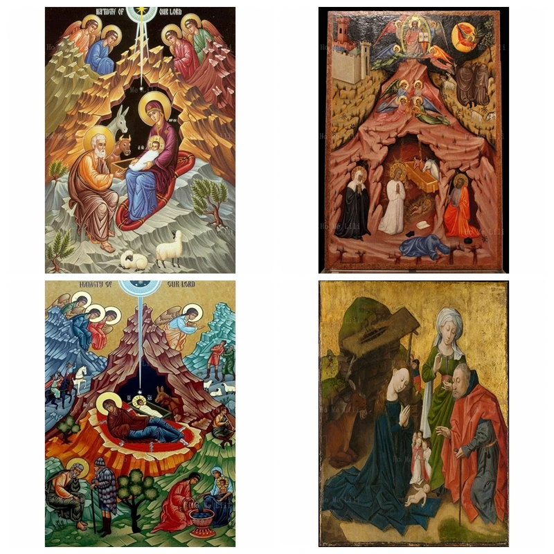 

Orthodox Icon Nativity Scene Saints Vision Mystery Of The Incarnation Religious Canvas Wall Art By Ho Me Lili For Room Decor