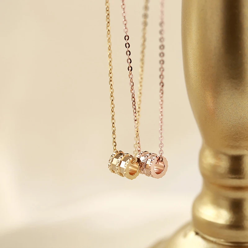 

Titanium Steel Round Zirconia Necklace Women Fashion Jewelry Simple Choker Collares Temperament Pendants