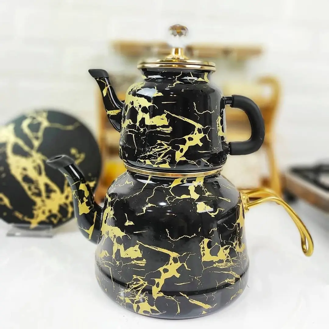 

Gold Wonderful Beautiful Marble Patterned Enamel Teapot Machine Kitchen Accessory Kitchen Aıd