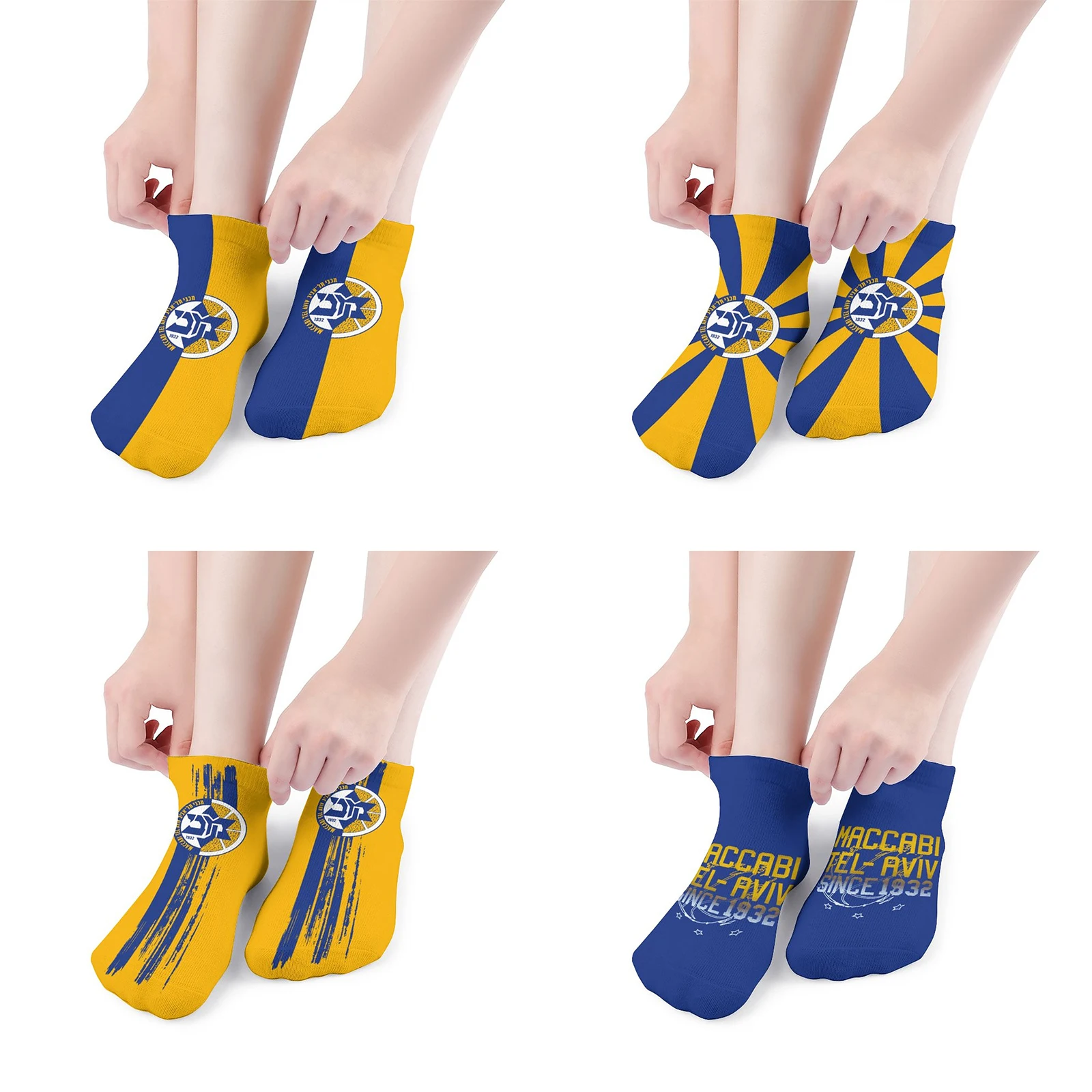 

Israel Maccabi Tel Aviv Bc Men's Athletic Running Socks Thick Cushion Ankle Socks Crew Socks for Sport Low Cut Socks