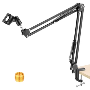 neewer adjustable microphone suspension boom scissor arm stand mic stand for radio and tv stationsfor blue yeti snowball yeti free global shipping
