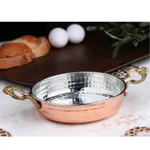 Sahan Pan Cooking Egg Omelette Copper Skillet Traditional Turkish Frying Cook Turkey Fryer Pot Brass Handles Non-Stick Kitchen