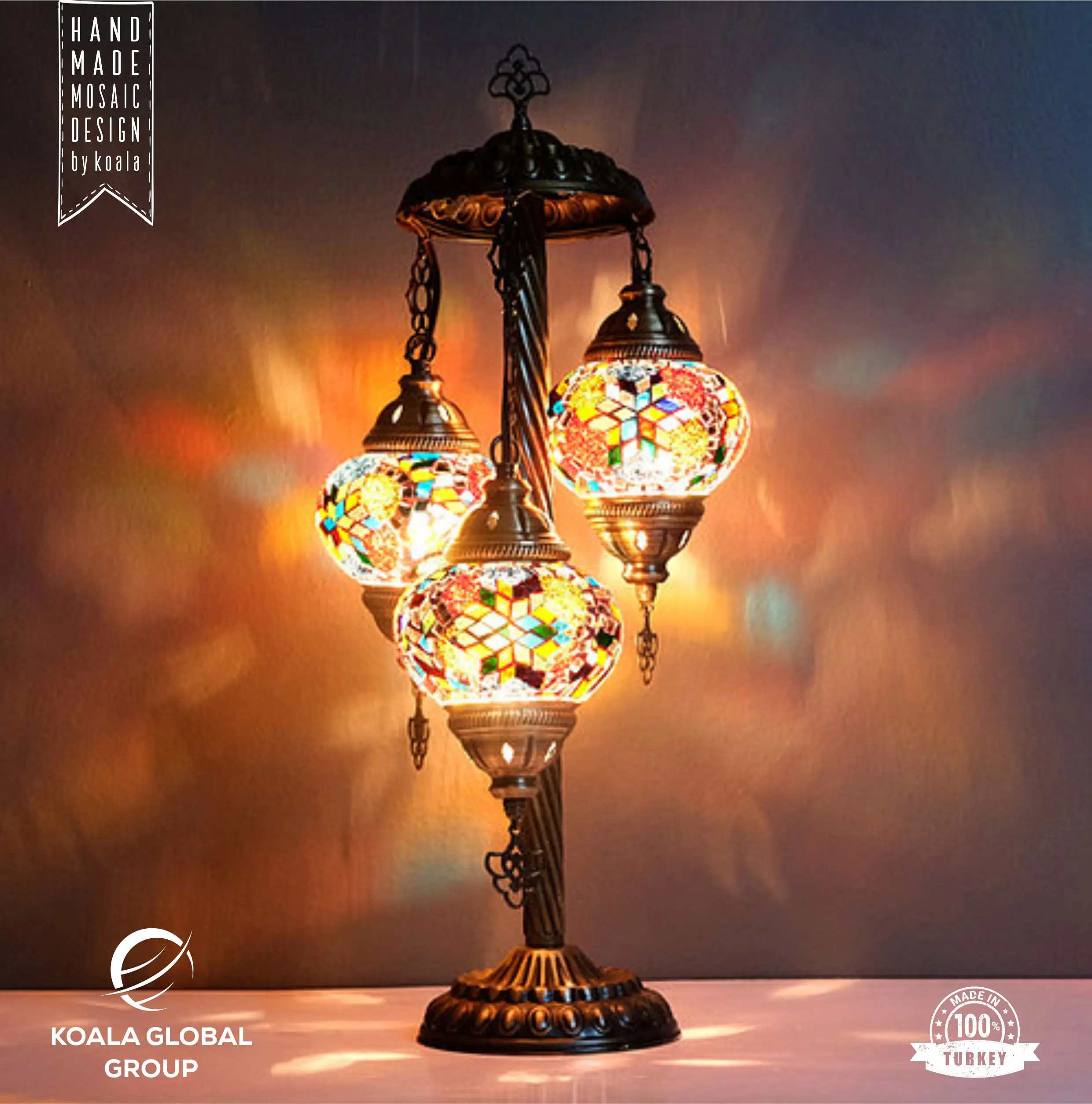 

Mosaic Turkish Table Lamp 3 Globe, Turkish Floor Lamp, Bedside Lamp
