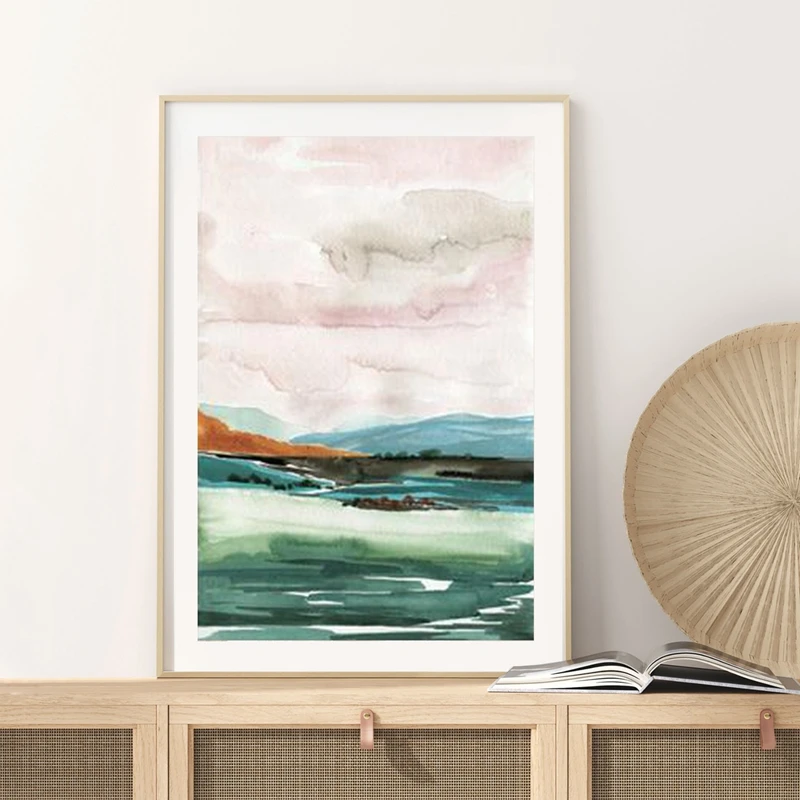 Абстрактная Акварельная Пастельная пейзажная живопись ВИНТАЖНЫЙ ПЛАКАТ