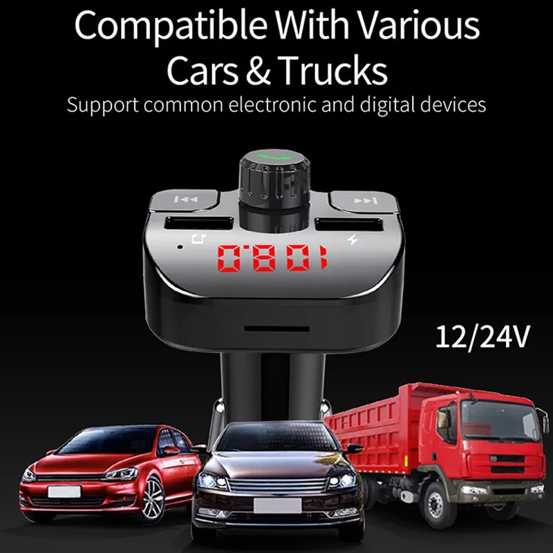 Автомобильный комплект, FM модулятор, Bluetooth, FM передатчик, lcd Аудио MP3 плеер, двойной USB, быстрая зарядка, зарядное устройство, автомобильные аксессуары, новинка
