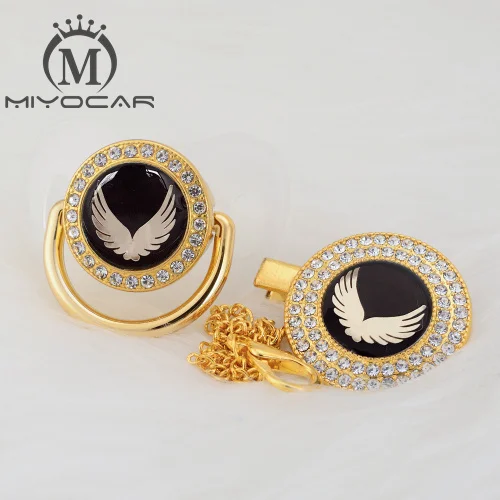GWG-1 6-18m MIYOCAR 7 цветов Золотое милое Золотое крыло Красивое золотое шикарное соска и пустышка зажим BPA бесплатно пустышка bling уникальный дизайн GWG - Цвет: GWG-1 6-18m