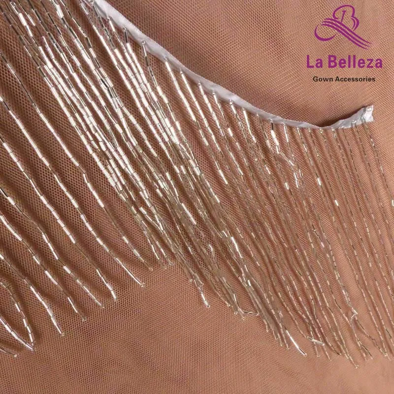 La Belleza серебро/золото/черная лента с бисером и бахромой отделка бахрома кисточка кружевная отделка 5 м/лот 15-50 см длинна видео 50 см длинна - Цвет: Silver