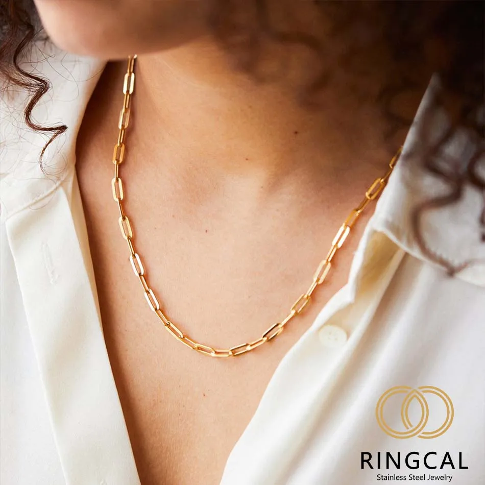 

Ringcal Stainless Steel 14K Gold Dainty Clavicle Chain Necklaces for women Trendy Party jewelry Wholesale