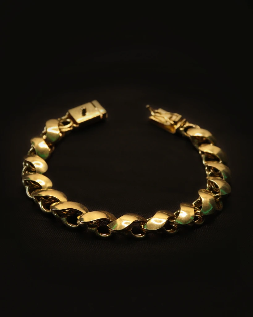 

12MM COLD Bracelet Identical to 18K Gold (Eternal Guarantee in Color) Old Coin Jewelry Does not peel, does not darken
