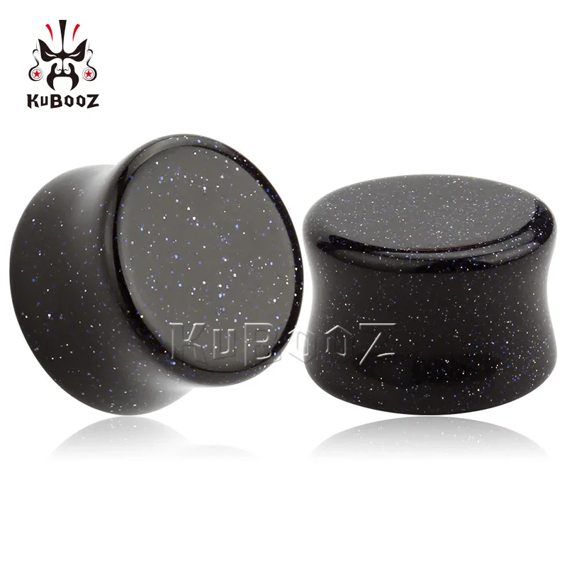 Туннели для ушей с полированным синим песком расширители пирсинга ювелирные