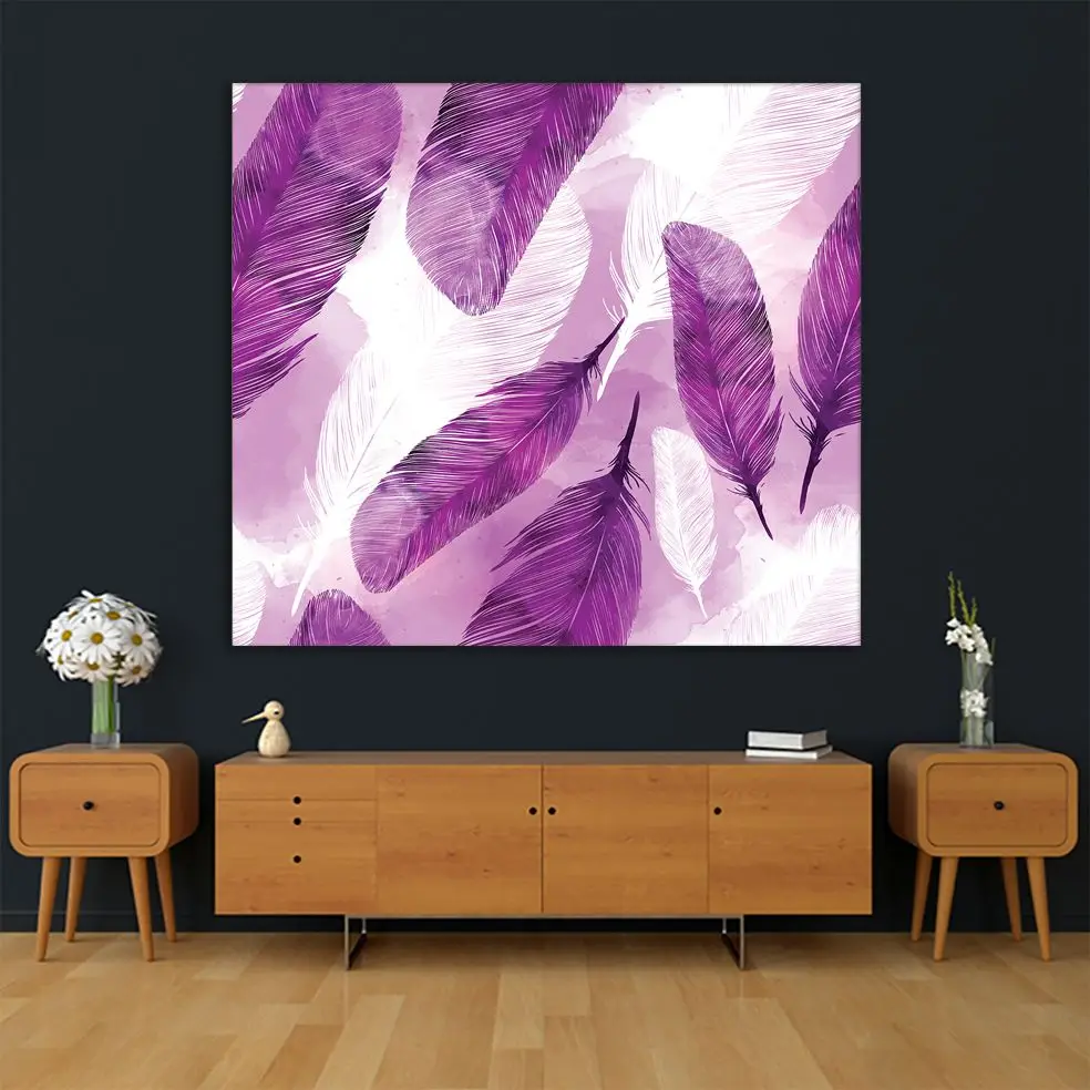 Гобеленовые Перья Узор природа шик современный яркий цветной акварельный