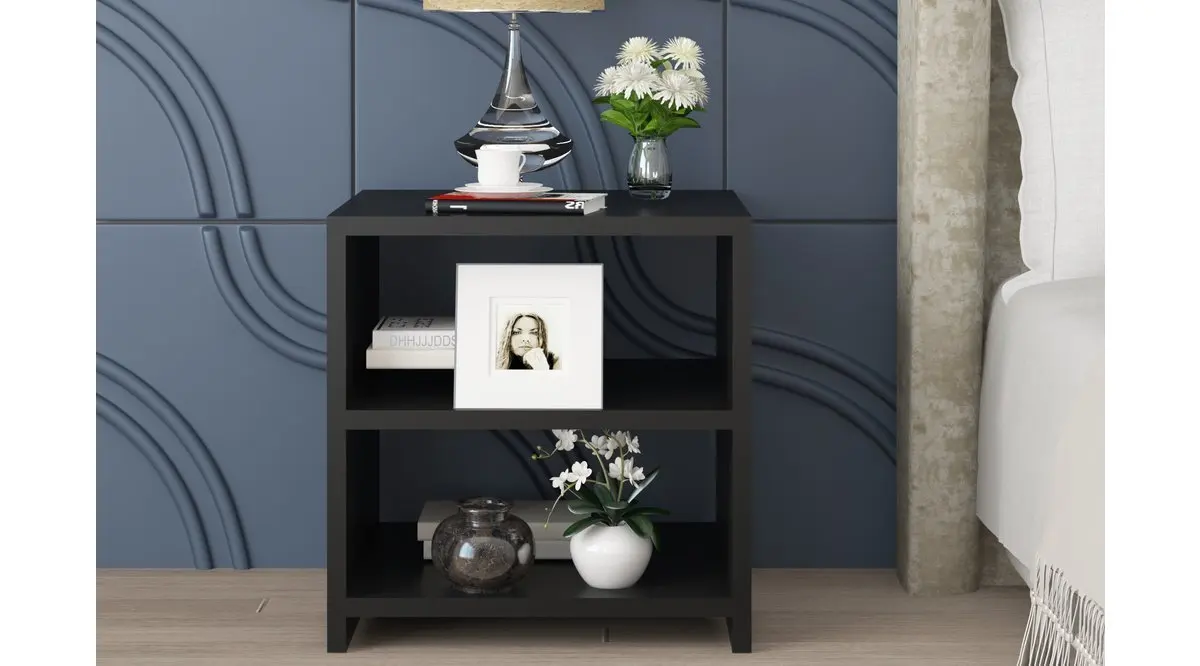 

Erahome Divided Bedroom Nightstand Black