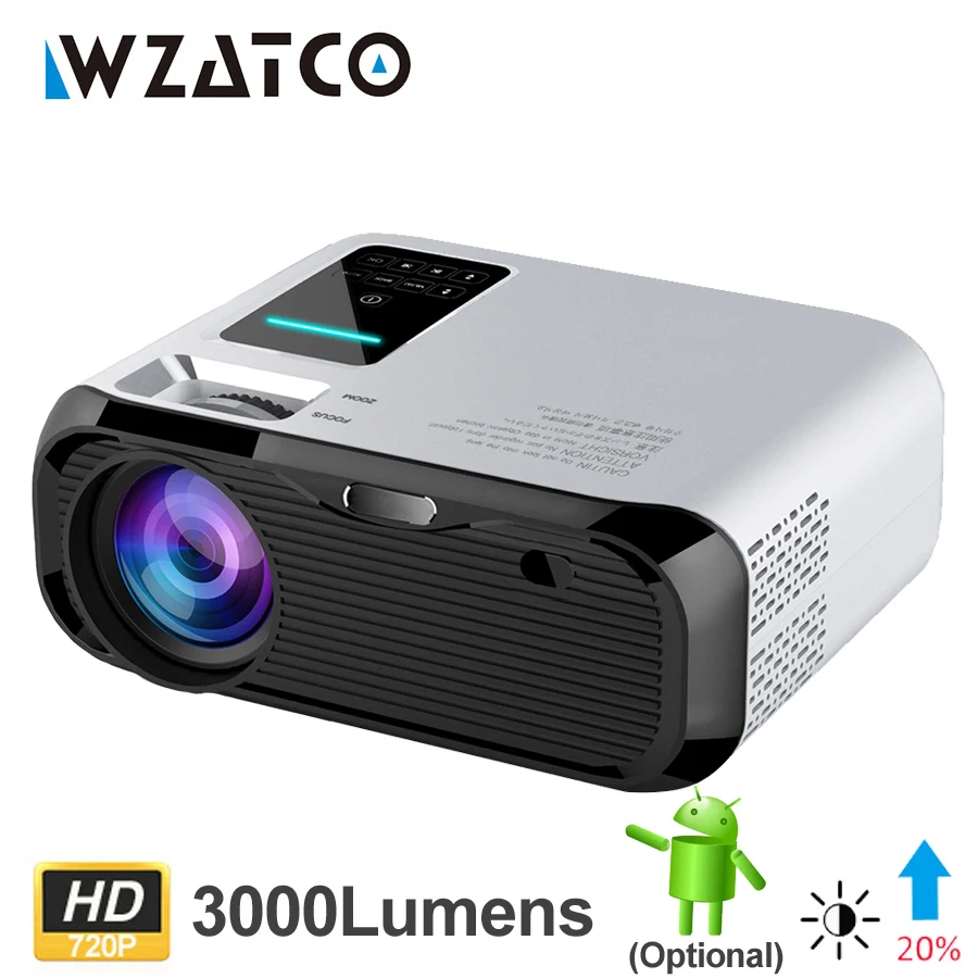 WZATCO E500 3500 люмен Wifi Android 10 умный мини Портативный светодиодный проектор