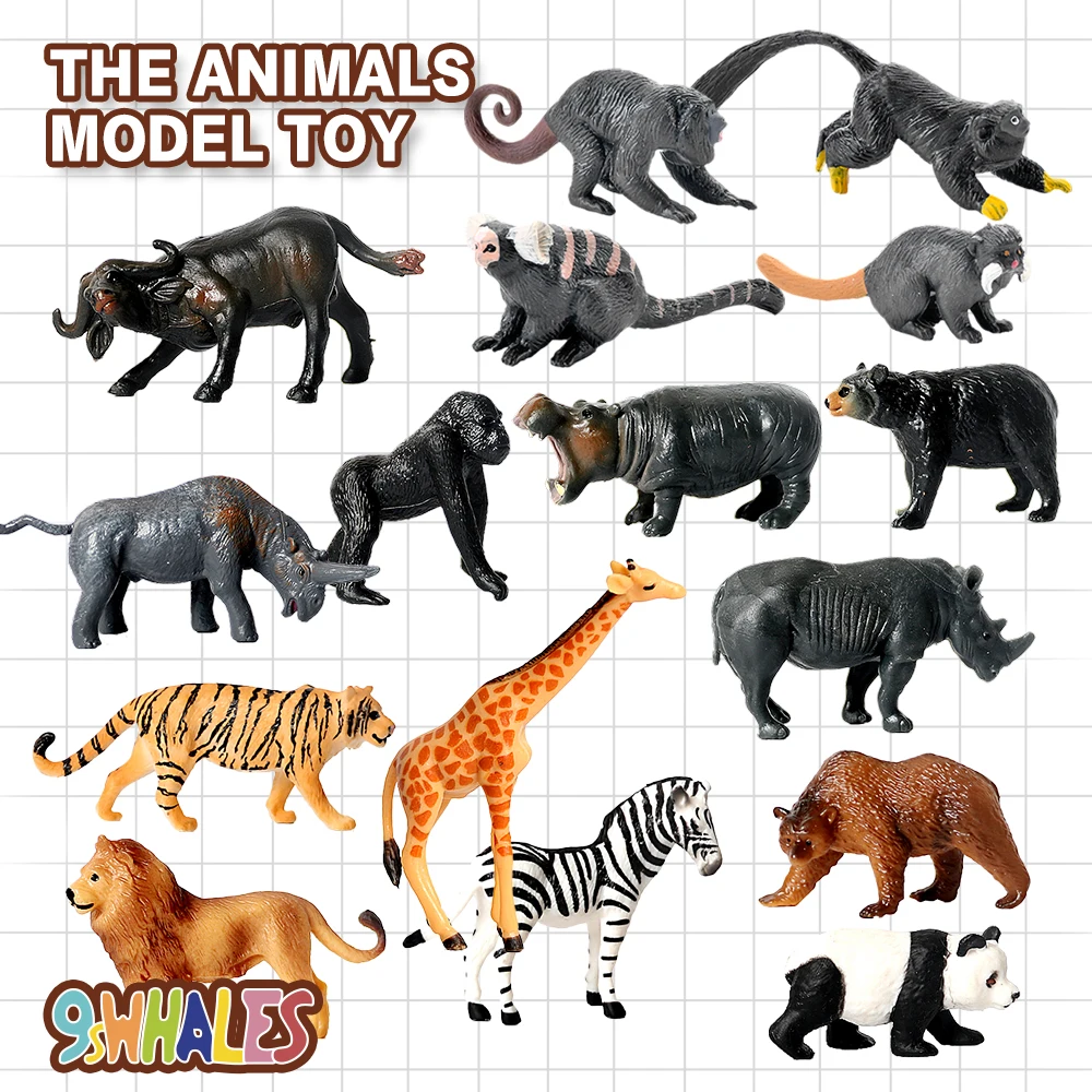 

Realistic Wild Jungle Forest Animals Figures Panada Elephant Orangutan Lion Bear monkey Fidget Model Toy Party Gift Cake Toppers