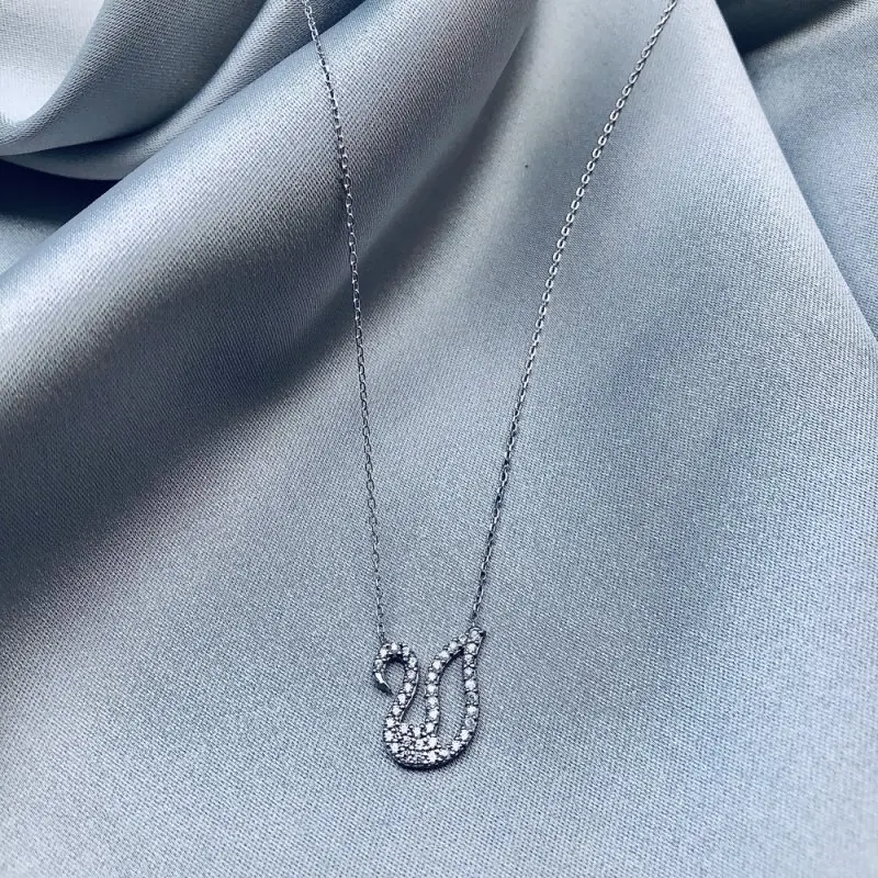 

Sweet Swan 925 Sterling Silver Necklace Women Girls Gift Jewelry Accessories Fashion Handmade Elegant Chain