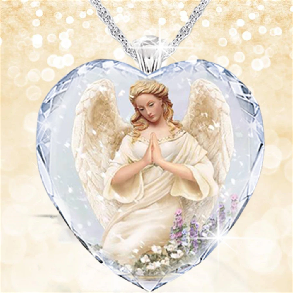 Элегантная подвеска в форме сердца ангела кристальная Изысканная бижутерия