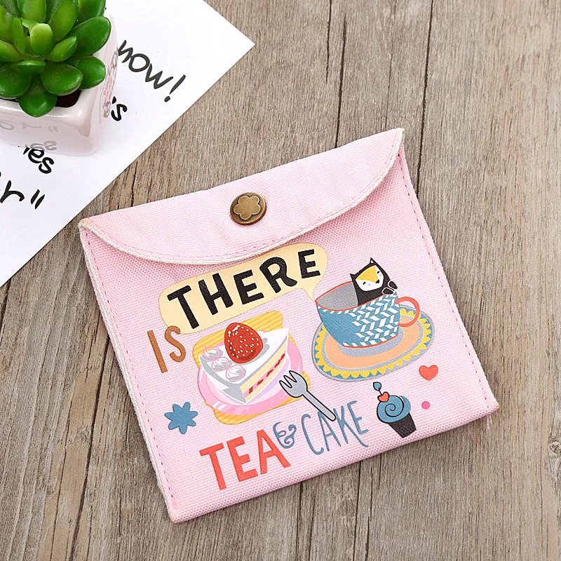 Милая мультяшная сумка для хранения гигиенических прокладок Холщовый мешочек