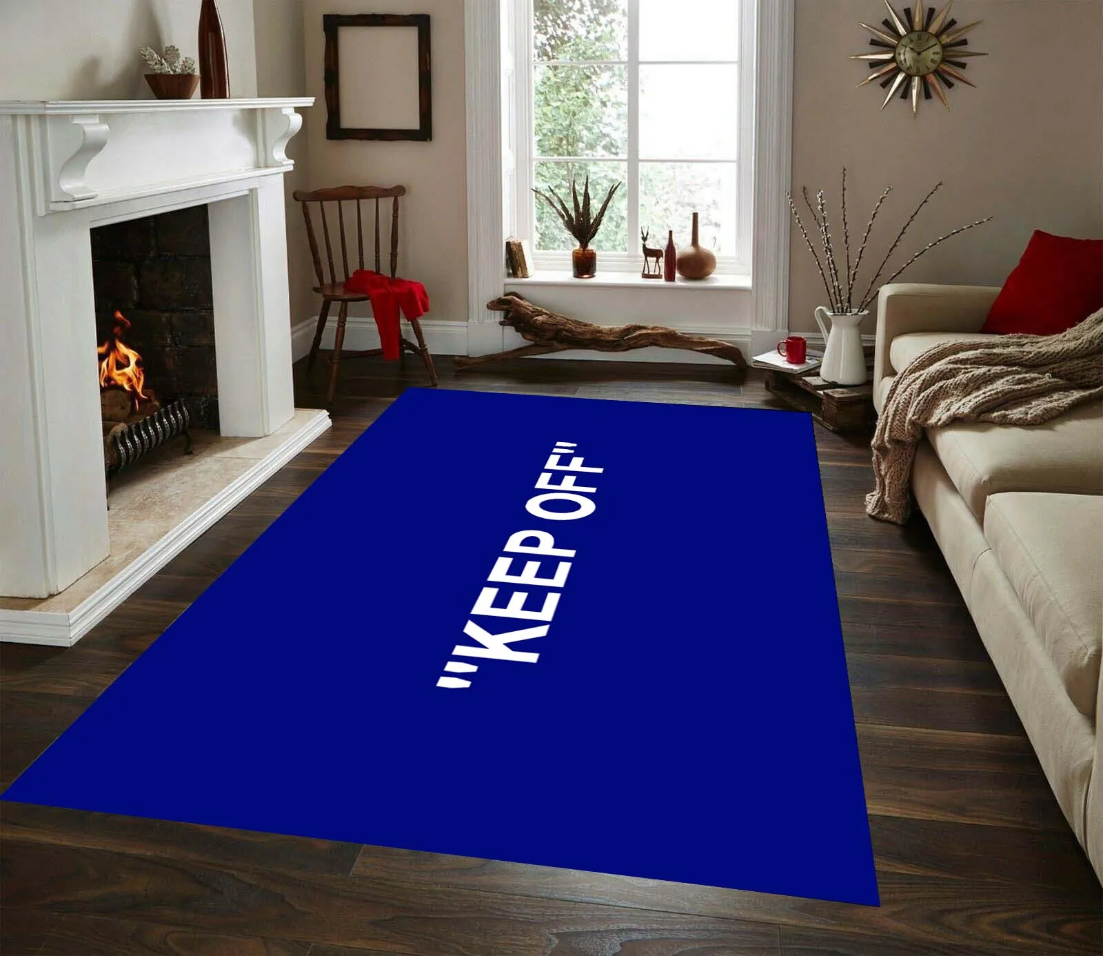 

Keep Off Navy Blue Patterned Rug, Non-Slip Kitchen Rug,Corridor Carpet,Area Rug, modern Carpet, Design Rug,Themed Carpet
