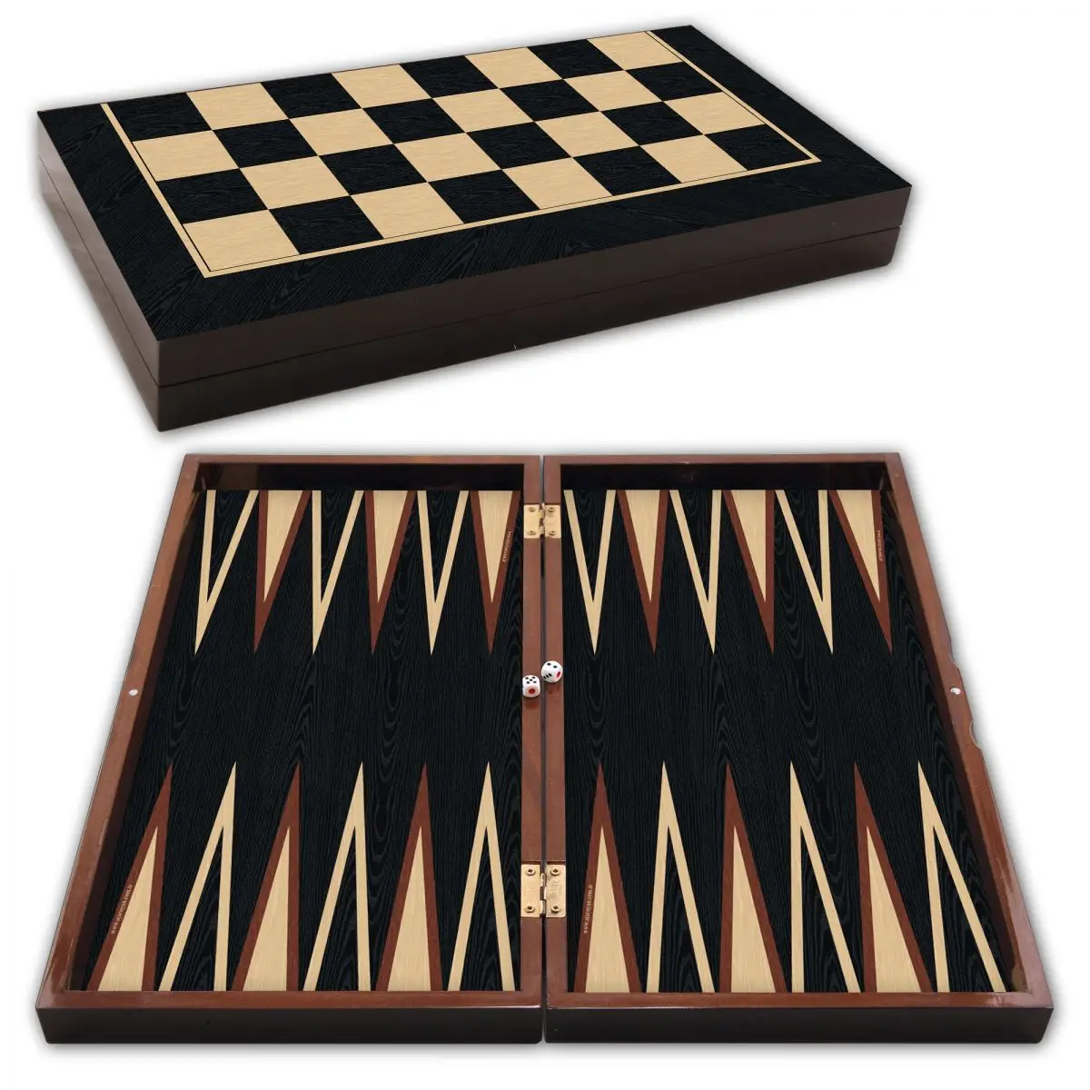 Backgammon Set Luxury Checkers Chess Board Big Size 48x24 Cm Chips Dice Wood Wanut Pearl Polyester Coating Traditiona game