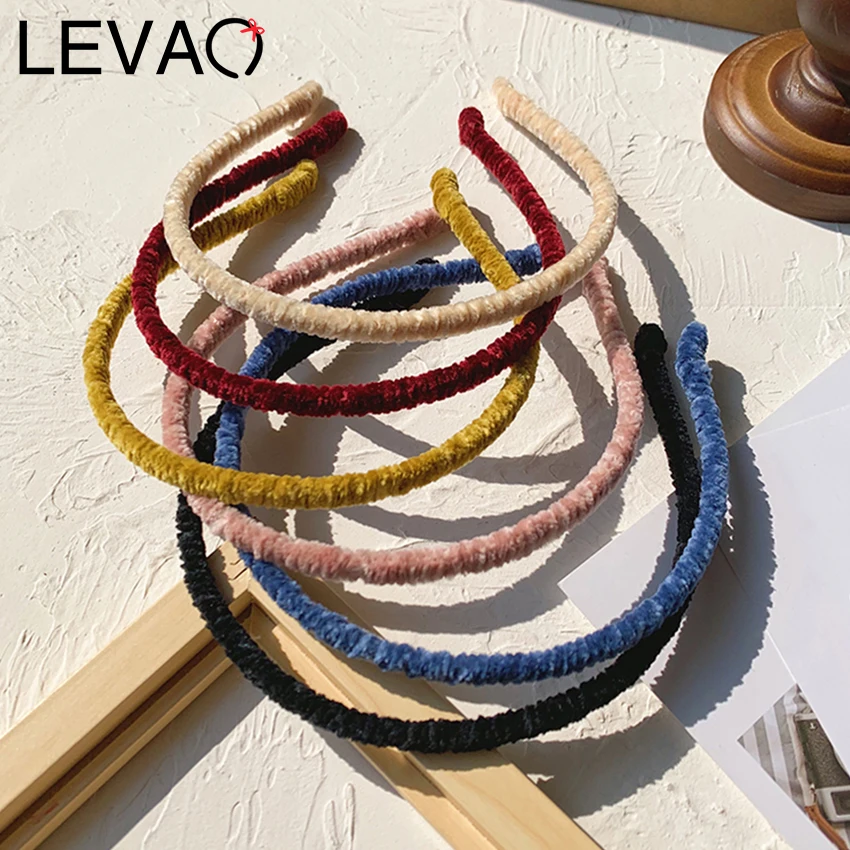 

Levao Simple Velvet Headband Plush Head Bezel Hair Bands for Women Autumn Winter Thin Hairbands Hair Hoop Accessories