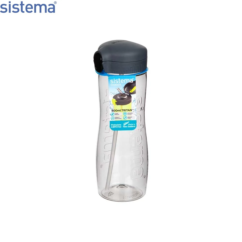 Бутылка для воды из тритана Sistema &quotHydrate&quot с трубочкой 800мл черная 630 | Дом и сад