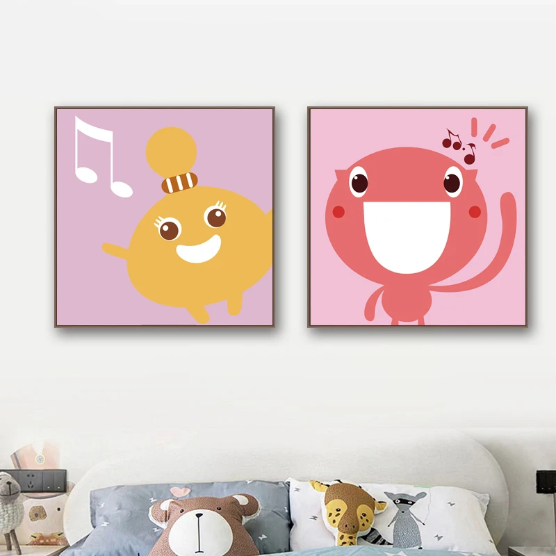 

8 Models Hand Drawn Cartoon Dancing Animals Paintings For Nursery Decorative Prints Wall Posters Nordic Kid Baby Bedroom Decor