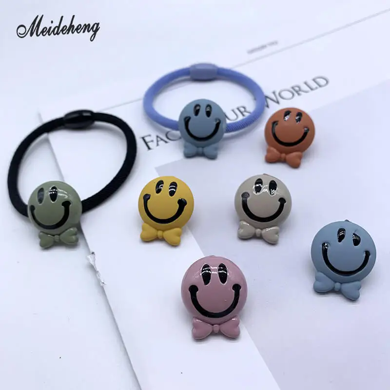Acrylic Smailing Rubber Face Jewelry Making Beads Through hole Children headdress band hair rope Decoration Accessory | Украшения и