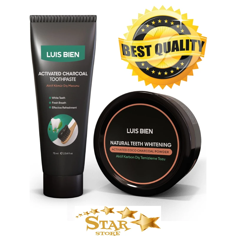 

Teeth Whitening Set Toothpaste and Tooth Cleaning Powder Luis Bien Natural Beauty High Quality