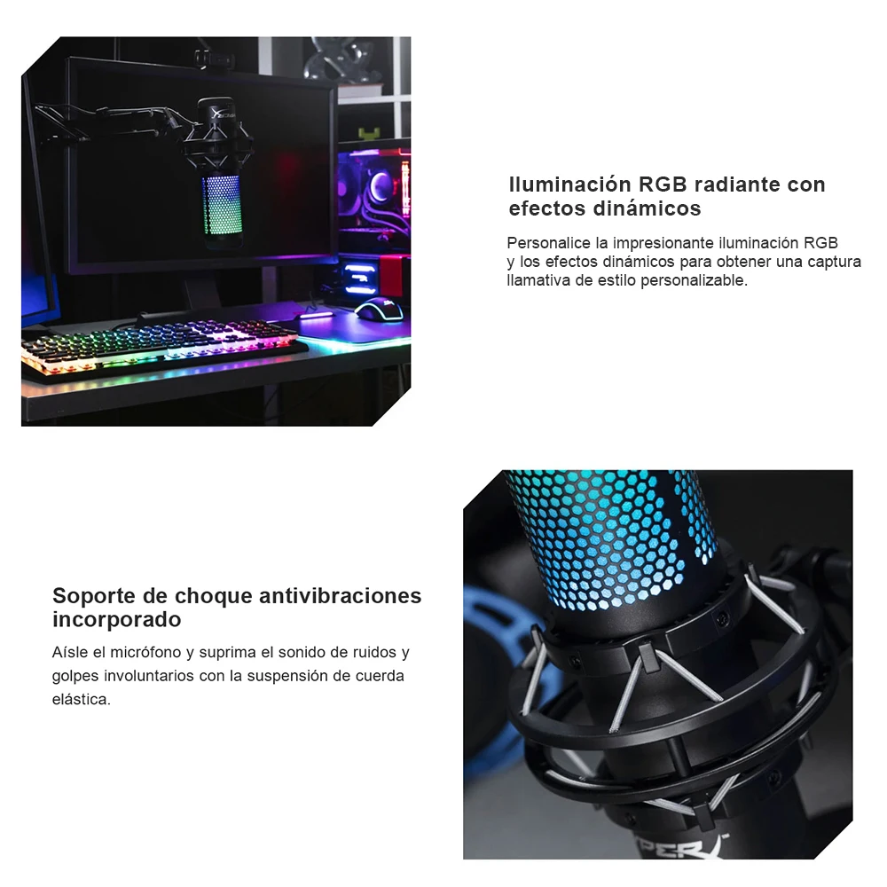 Профессиональный электронный спортивный микрофон HyperX QuadCast S RGB для голосовых игр