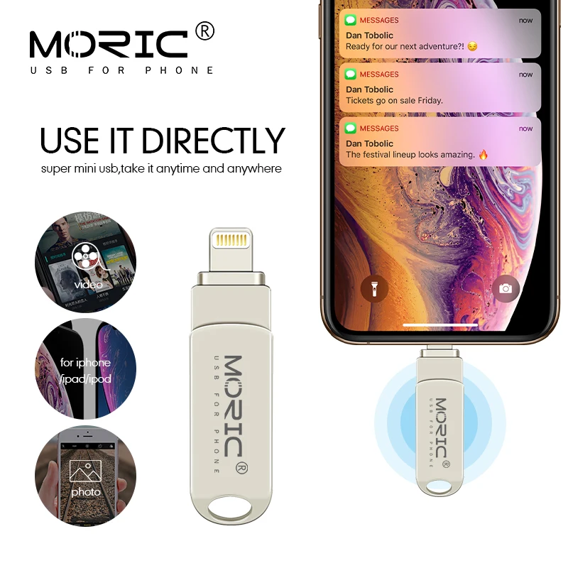 

Metal USB Flash Drive 128gb OTG Pen Drive 32gb 64gb Usb 3.0 Flash Disk for iPhone X/8 Plus/8/7 Plus USB Memory Stick