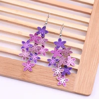 1pair fashion vintage drop earrings flowers colorful feather pendant tassel for women earring accessories jewelry 2021 trend
