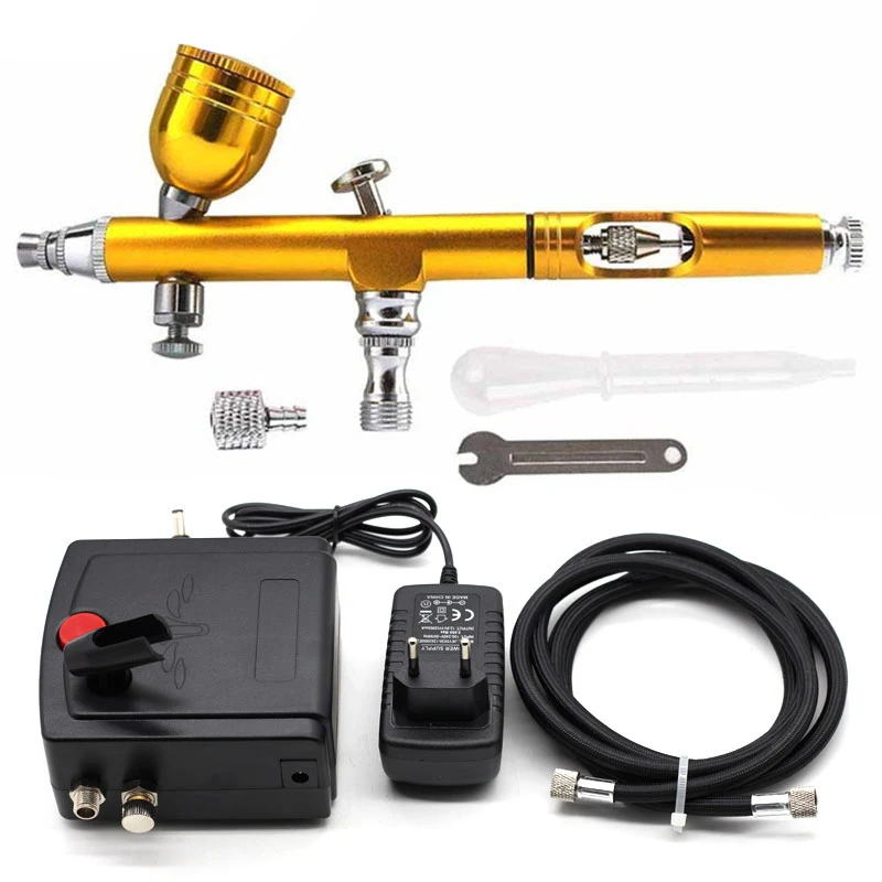 Single Airbrush Or Airbrush  with Mini Compressor for Nail Art Tattoo Makeup Body Cake Decoration Electric Opreation