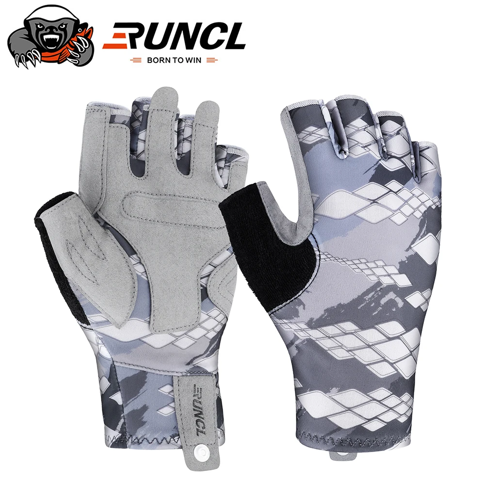 RUNCL UPF50+ Sports Fishing Gloves Breathable Sun Protection Fingerless Sports Gloves Use for Outdoor Kayaking Tackle