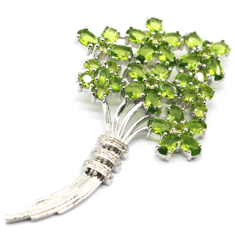 72x40 мм необычный букет из зеленого перидота подарок для женской свадебной