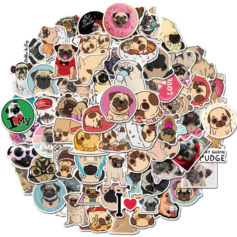 Наклейки 100 шт./лот в виде милых Мопсов собак и животных для девочек наклейка с